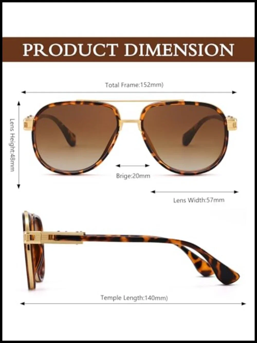 Metal Double Bridge Aviator Sunglasses with UV Protection